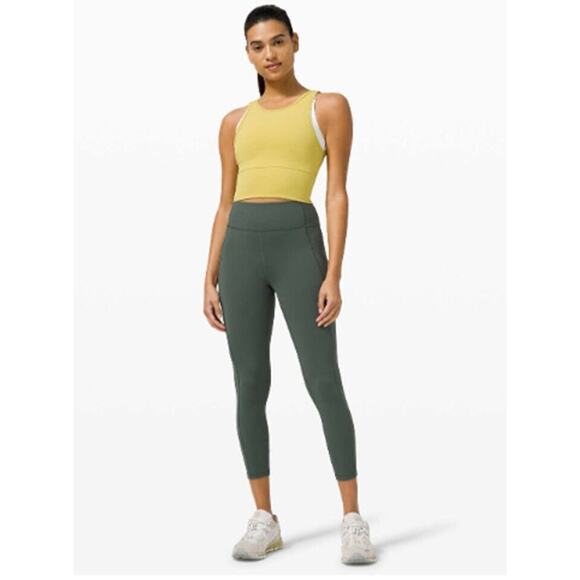 Lululemon Women's Invigorate High Rise Crop 23 Smoke Spruce Sz 2 - Picture 8 of 9